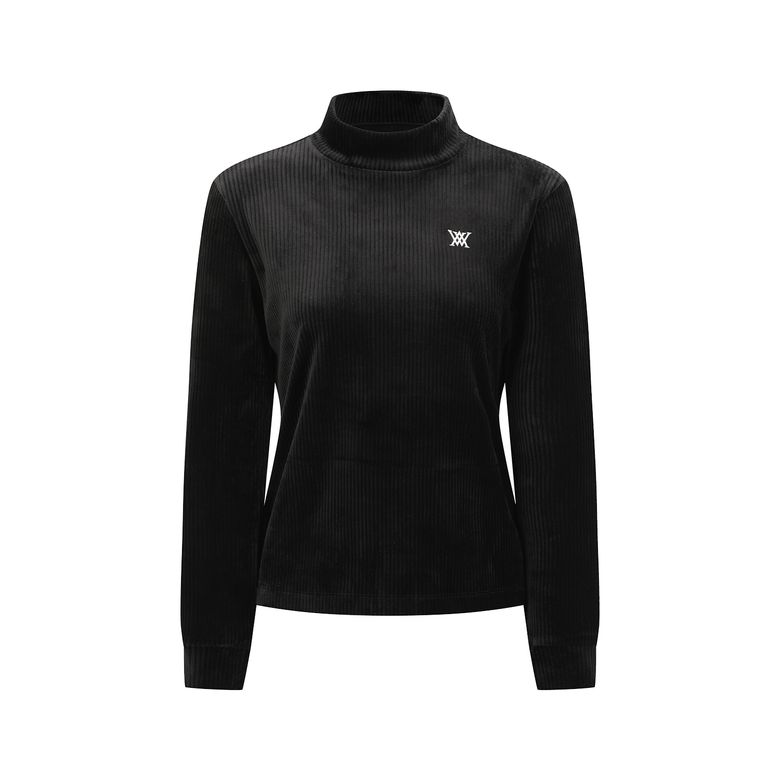 WOMEN CORDUROY MIDDLE LENGTH T-SHIRT_BK