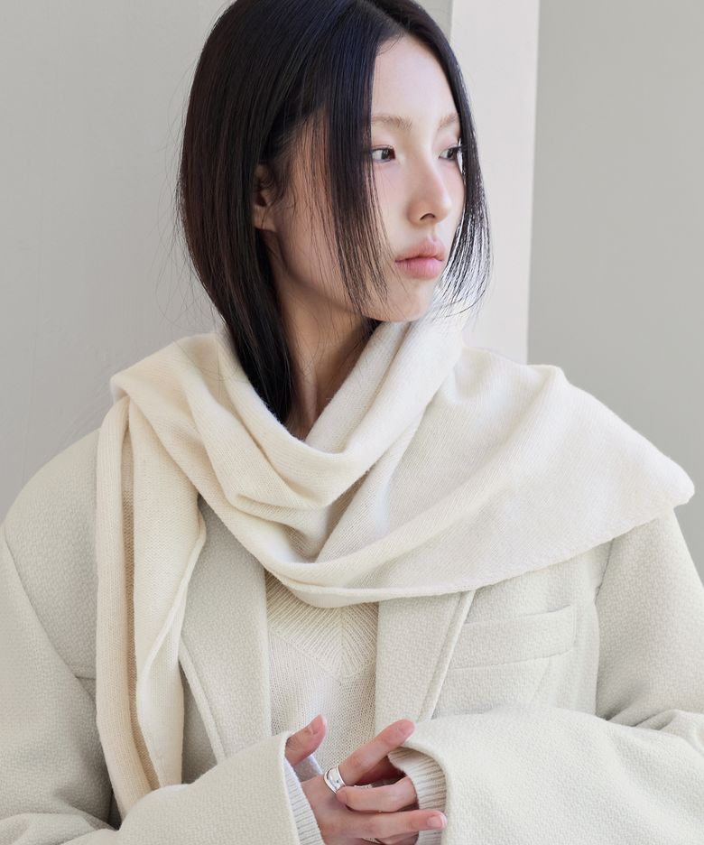 Wool-Blend Knit Shawl, IVORY