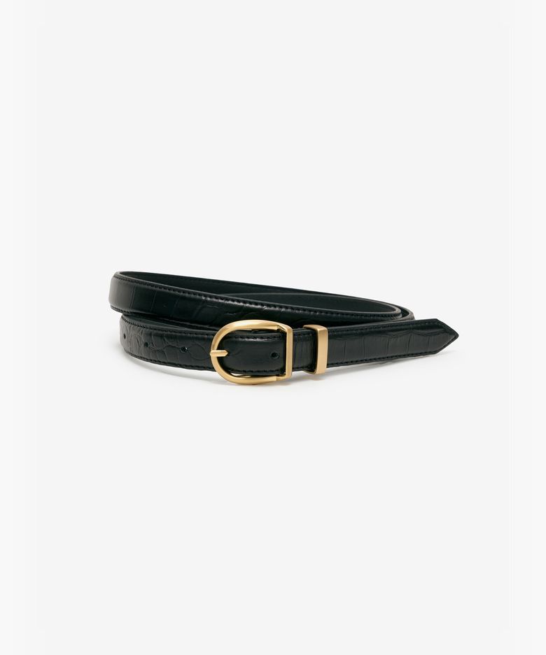 Round-Buckle Leather Belt (Gold) TNBE6F102GD