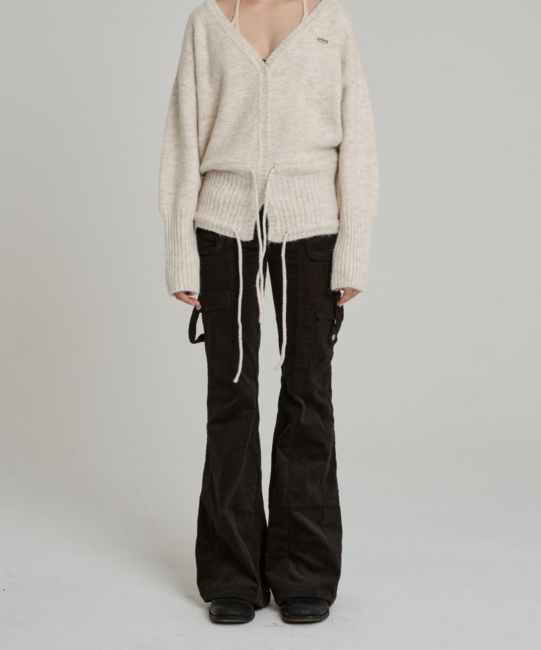 LOW-RISE CARGO BOOTCUT PANTS [DEEP BROWN ]