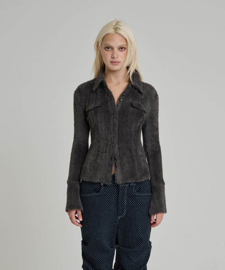 HAIRY KNIT SHIRT [CHARCOAL]