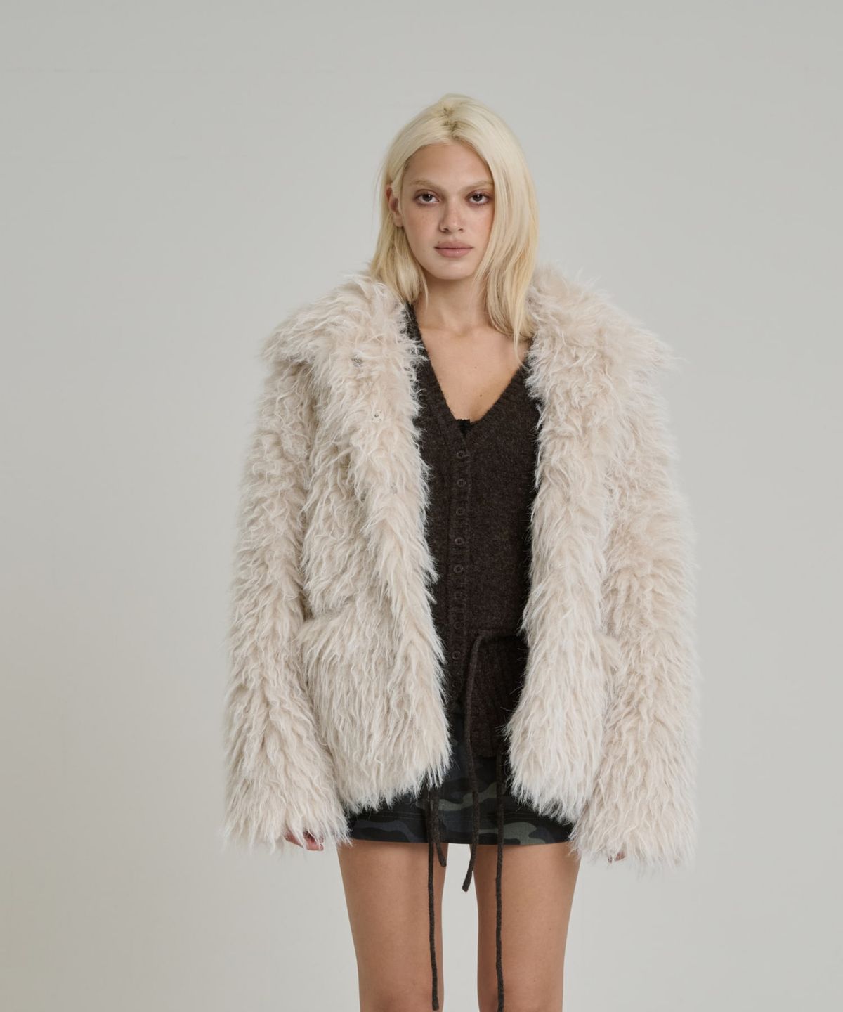 오디너리 홀리데이(ORDINARY HOLIDAY) MIXED FUR JACKET [IVORY]