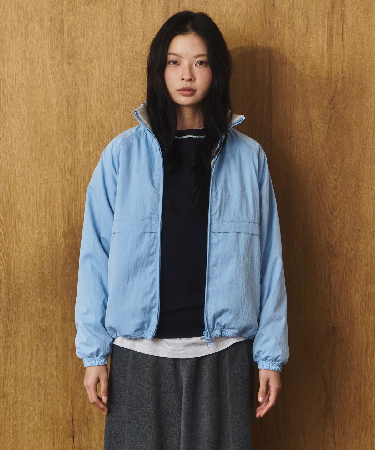유니버스 가먼트(UNIVERSE GARMENT) 투웨이 스탠드넥 자켓_LIGHT BLUE