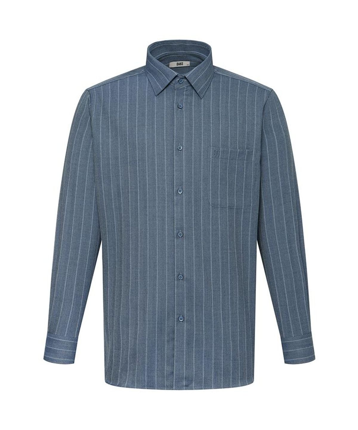 닥스셔츠(DAKS SHIRTS) 노케어 울100 헤링본 스트라이프 셔츠 레귤러핏 블루_DMW1SHDL152B1