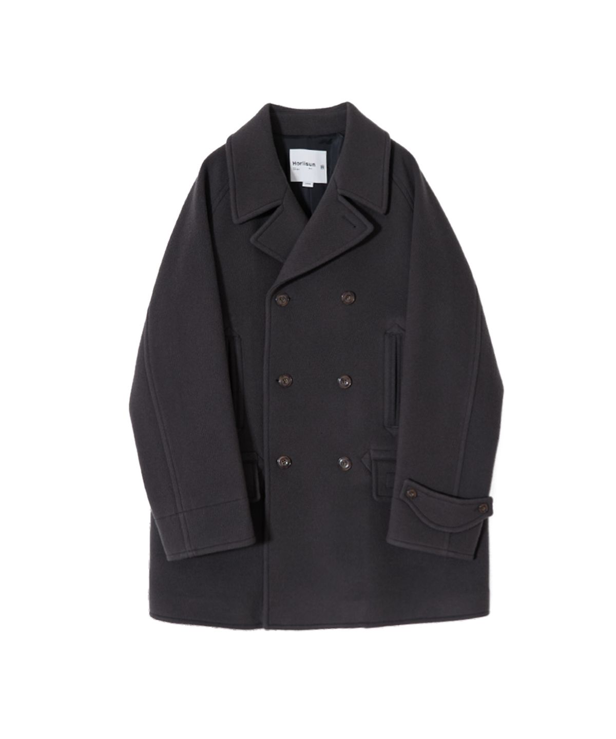 홀리선(HORLISUN) Captain Wool Twill Pea Coat Charcoal