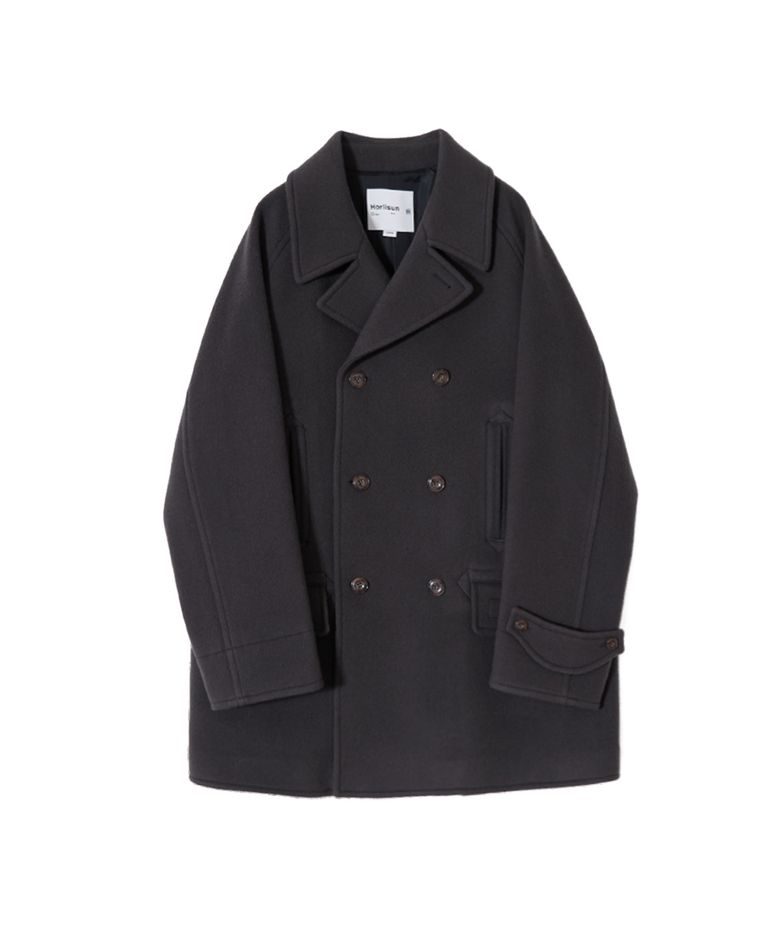 Captain Wool Twill Pea Coat Charcoal