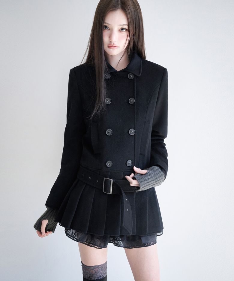 세라 플리츠 하프코트 [BLACK]