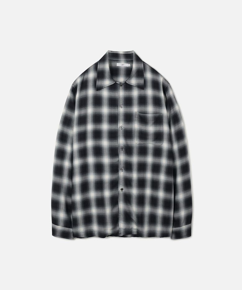 OMBRE 체크 플란넬 셔츠 NAVY