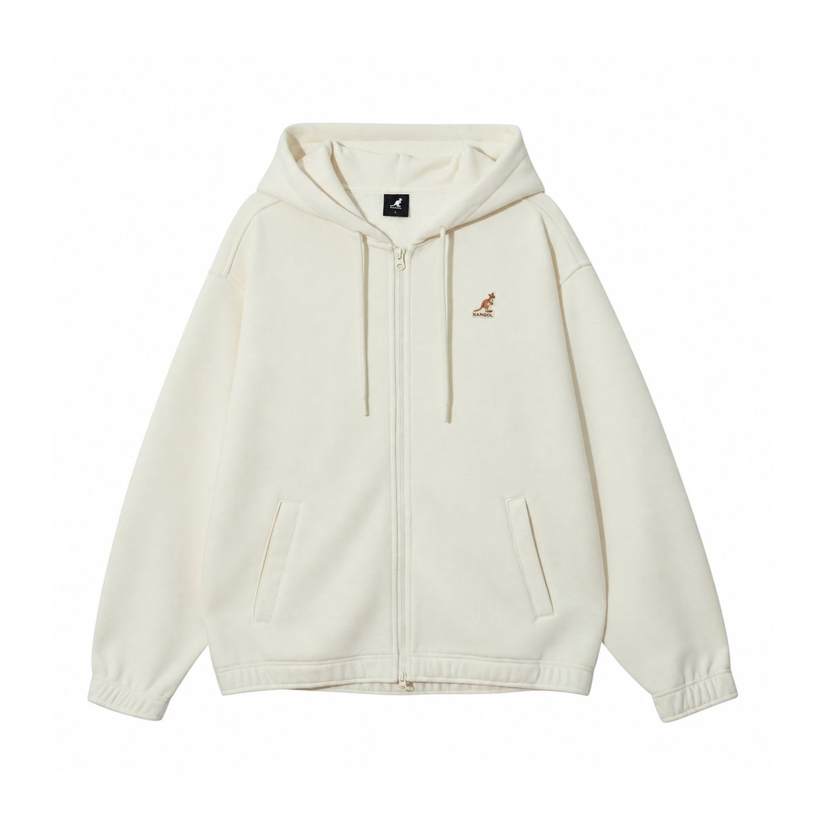 캉골(KANGOL) 벨루어 보아 후드 집업 5150 아이보리