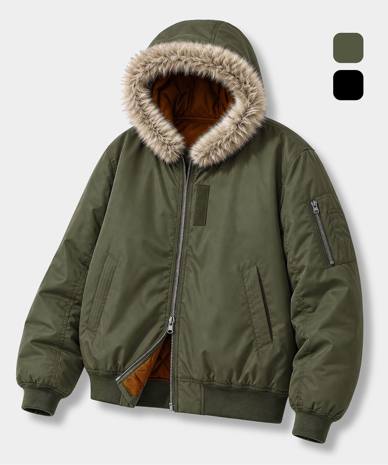 SORONA® MA-1 플라이트 퍼 후드 자켓_2 COLOR