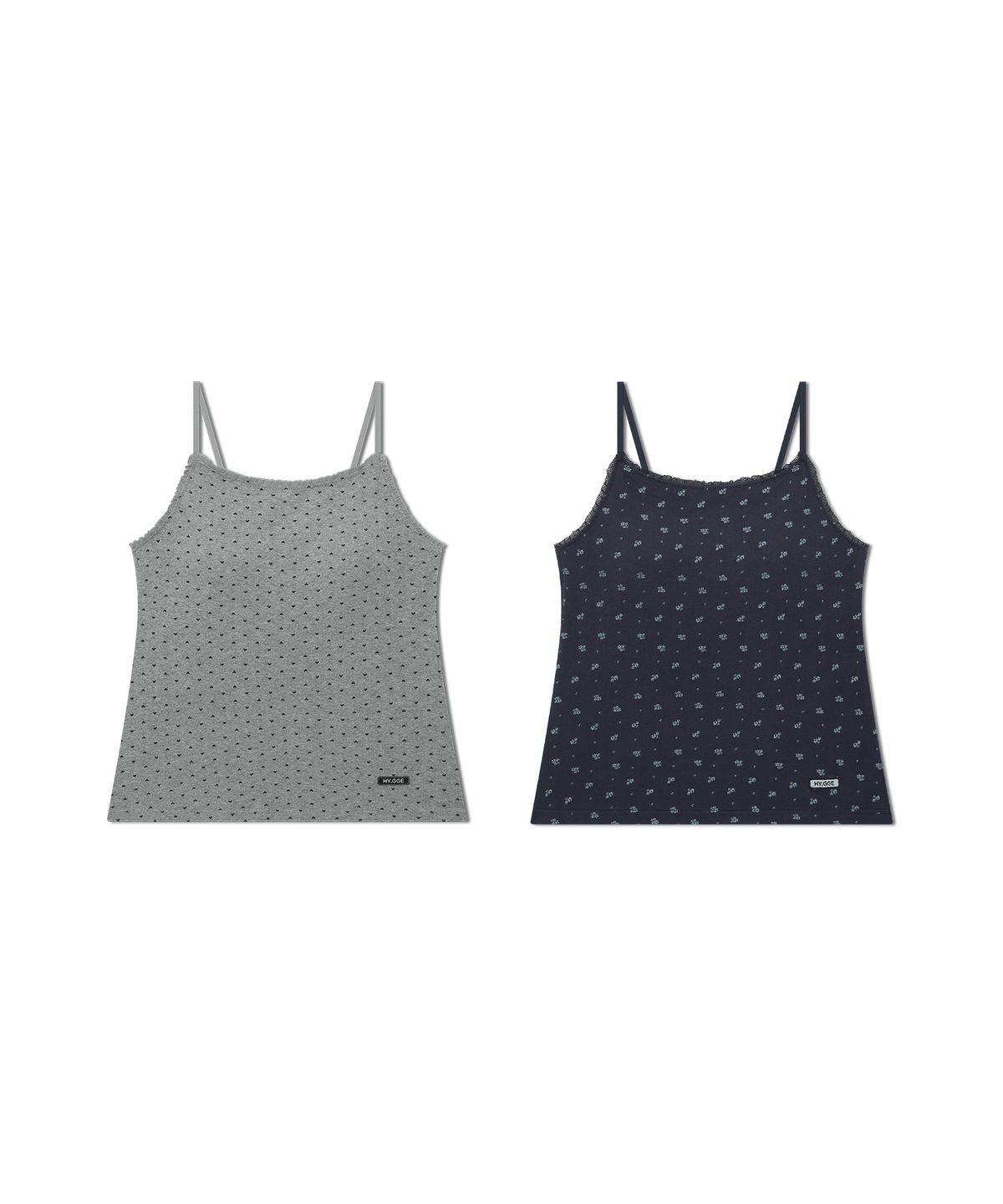 휘게 언더웨어(HYGGE UNDERWEAR) 플로럴 레이스 캡내장 캐미솔 세트