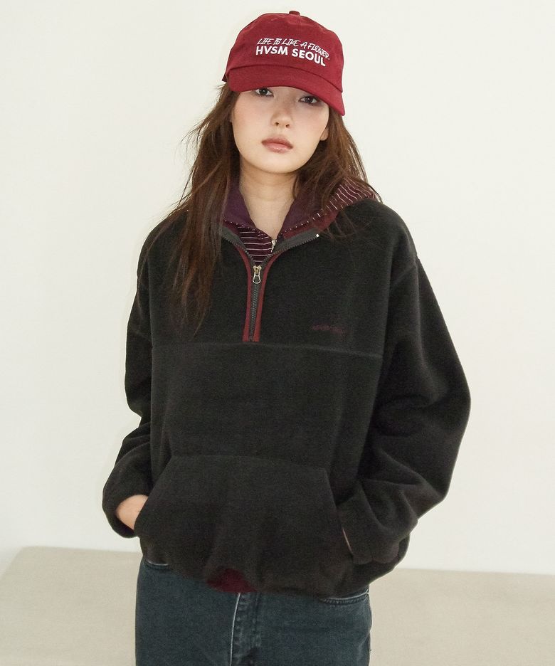 HVSM FLEECE HALF ZIP SWEATSHIRT(CHARCOAL)