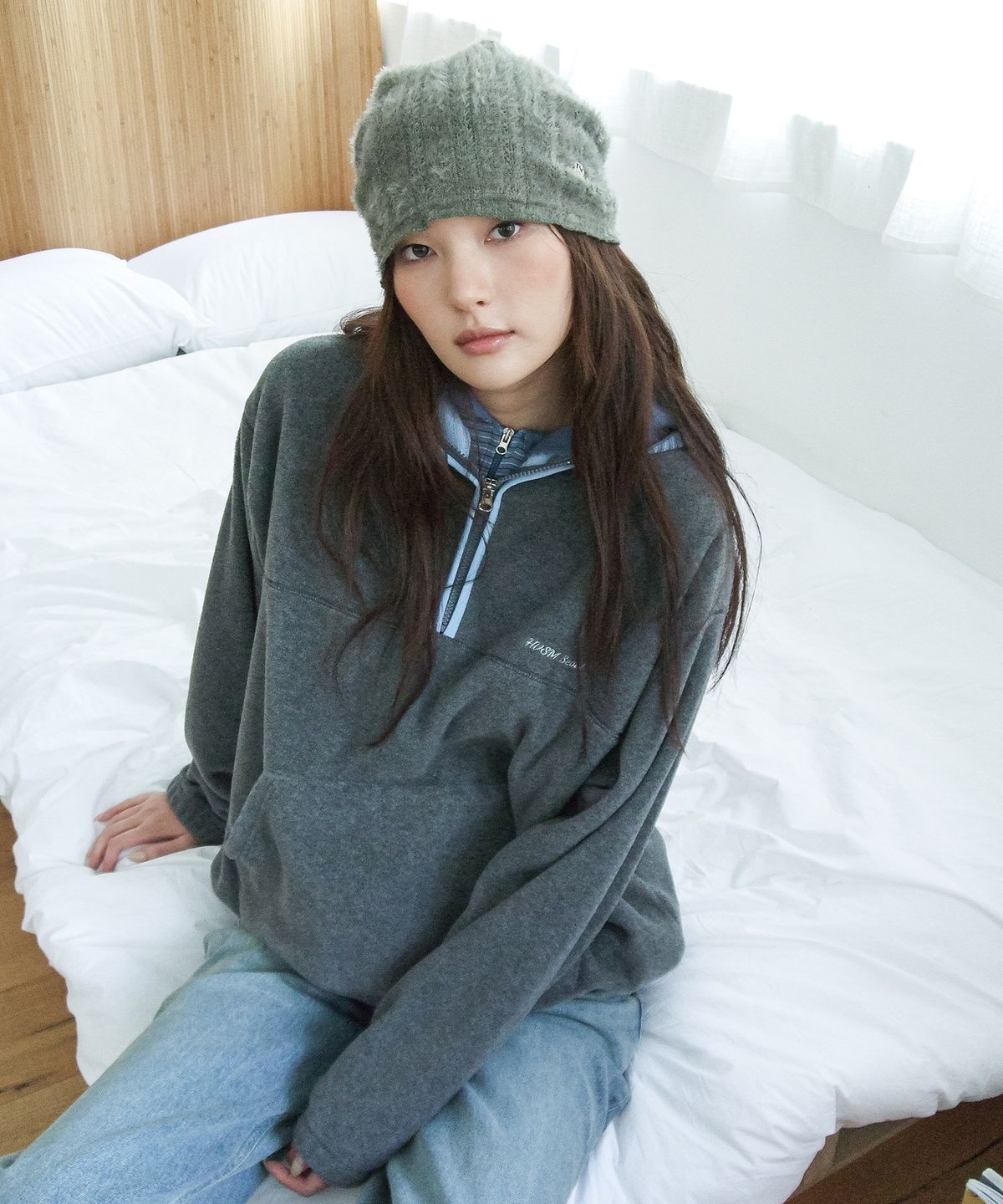 해비즘(HAVISM) HVSM FLEECE HALF ZIP SWEATSHIRT(GREY)