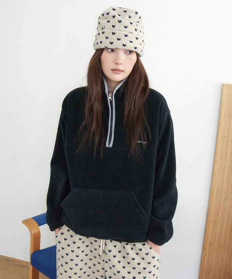 HVSM FLEECE HALF ZIP SWEATSHIRT(NAVY)