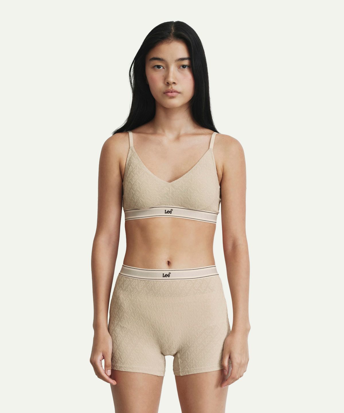 리 바디웨어(LEE BODYWEAR) 시그니처 Lee 쟈카드 보이쇼츠_베이지