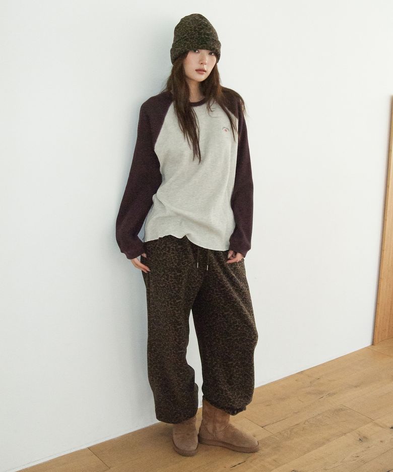 FLEECE PATTERN SWEATPANTS(LEOPARD BROWN)
