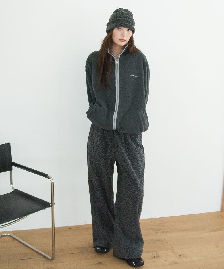 FLEECE PATTERN SWEATPANTS(LEOPARD CHARCOAL)