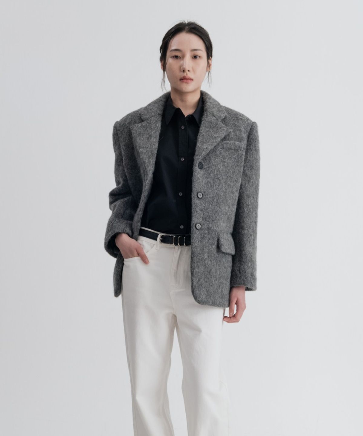 우부아(OEUVA) 릴렉스핏 울 블레이저 (그레이)