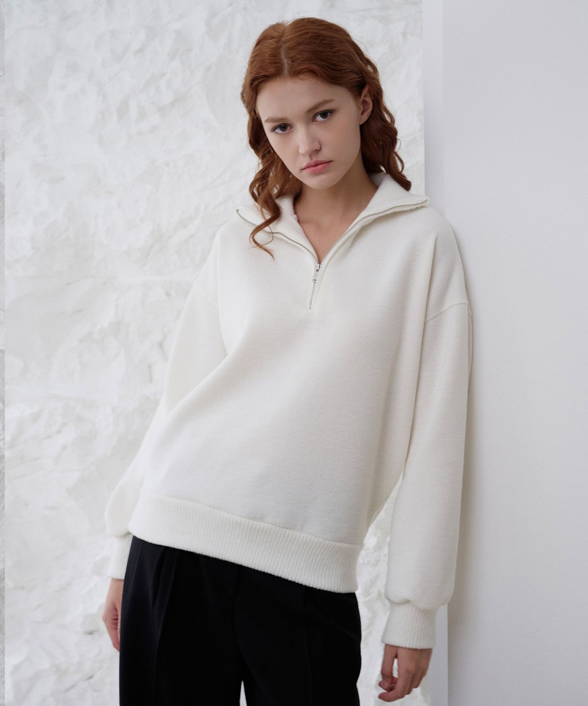 플루나 스튜디오(PLUNASTUDIO) Soft Wool Half-Zip(White)