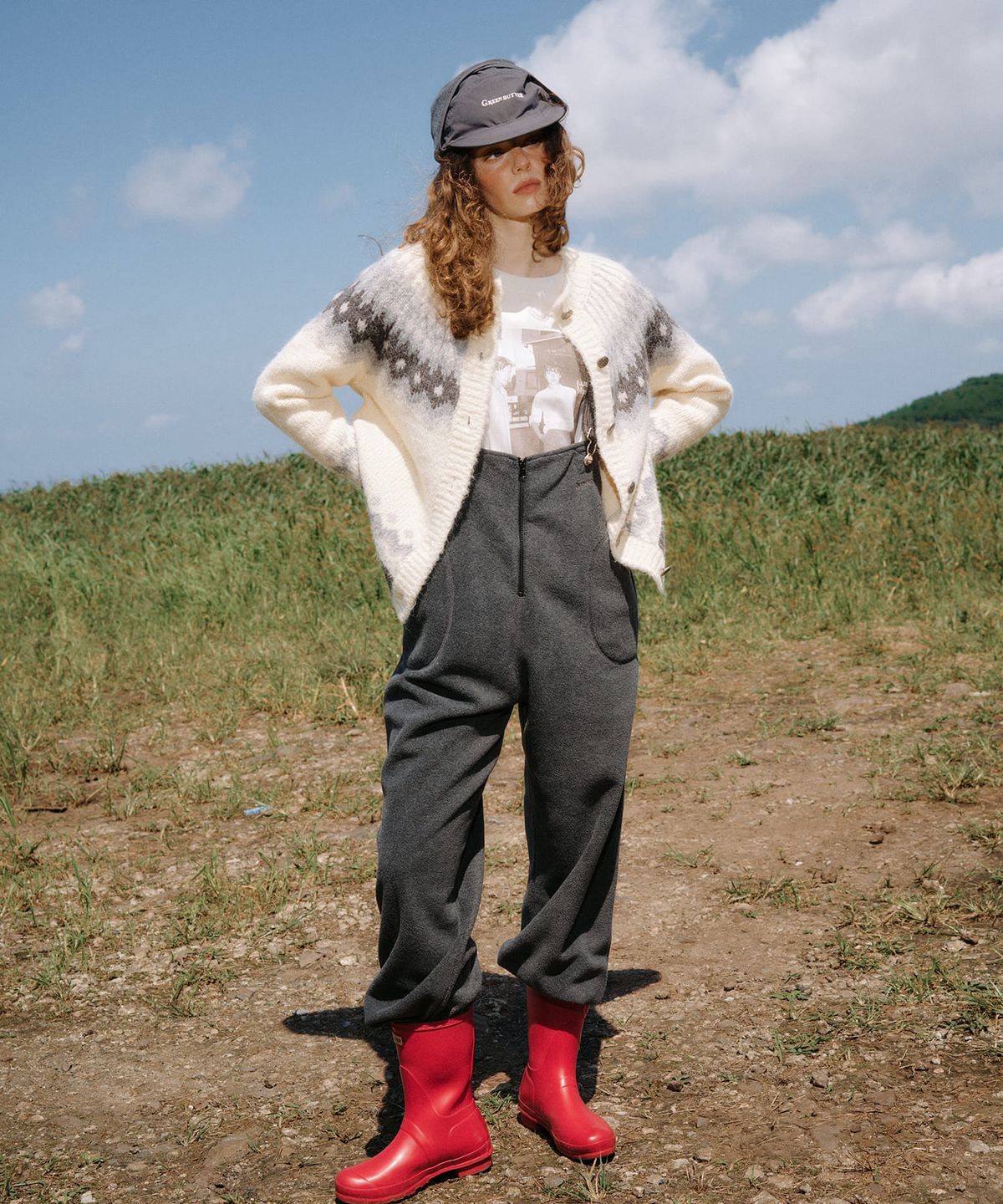 그린버터(GREENBUTTER) Fleece Zip Overall Pants (Charcoal)