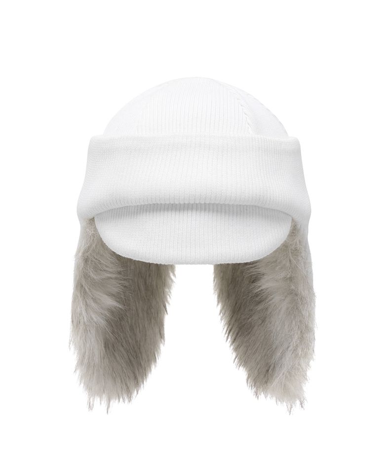 FUR EARFLAP BEANIE IVORY