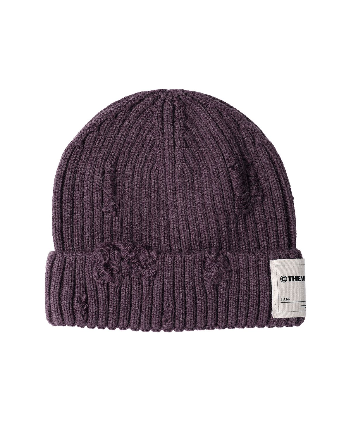 더바이닐하우스(THEVINYLHOUSE) DAMAGE KNIT BEANIE PURPLE
