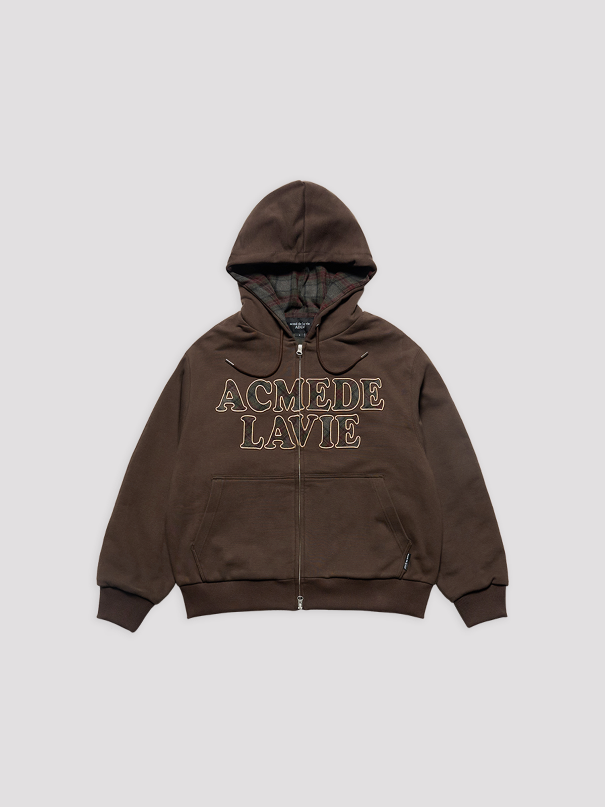 아크메드라비(ACME DE LA VIE) ADLV CHECK APPLIQUE HOODIE ZIP UP