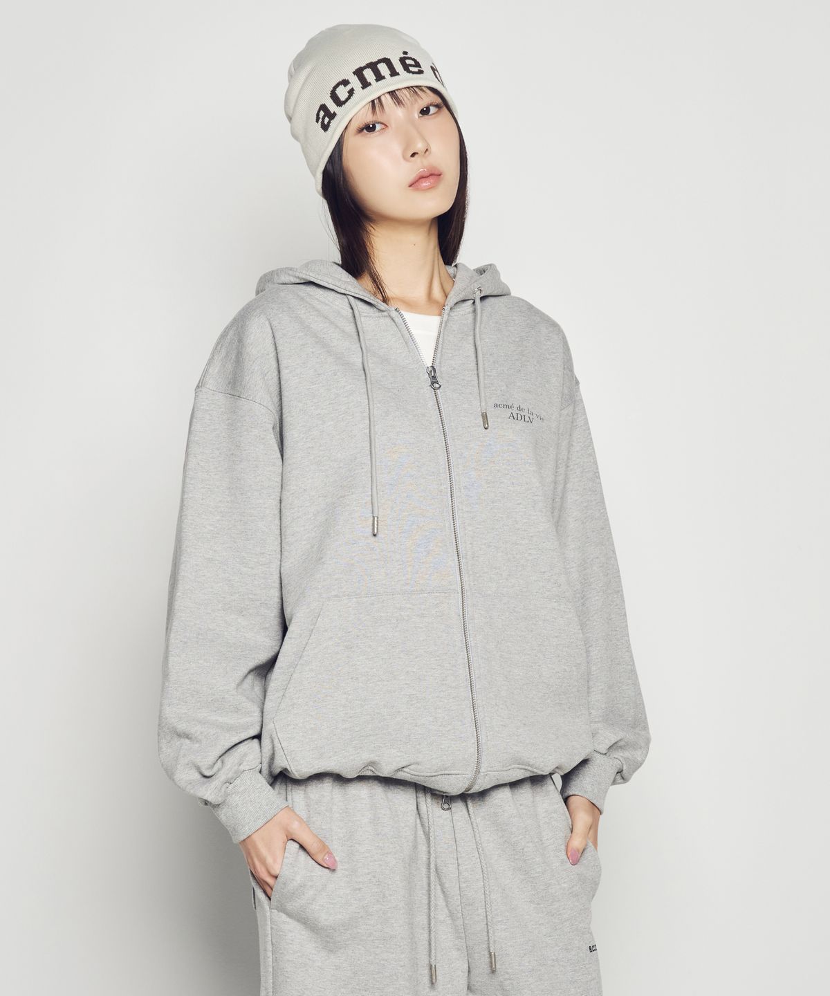 아크메드라비(ACME DE LA VIE) BASIC LOGO NAPPING HOODIE ZIP UP SEASON2