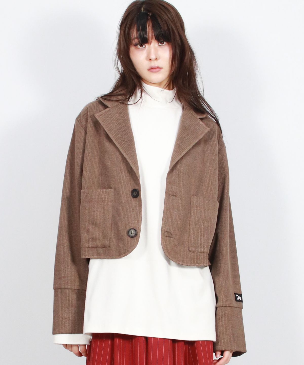드마크(DEMARC) TAILORED MEDIUM CROP JACKET -  Brown