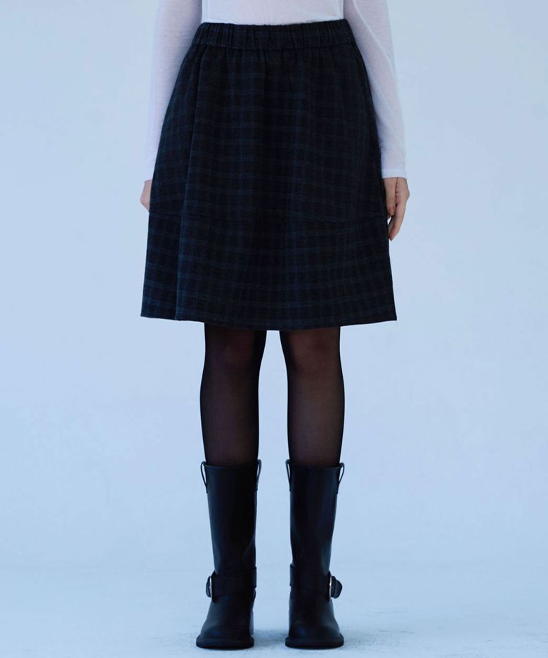 Vintage check banding skirt_2 Colors