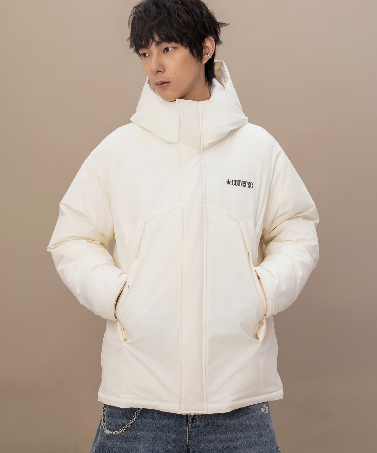 컨버스(CONVERSE) 퍼피 스타 아이콘 다운 재킷 에그렛 UCK125-W2Y