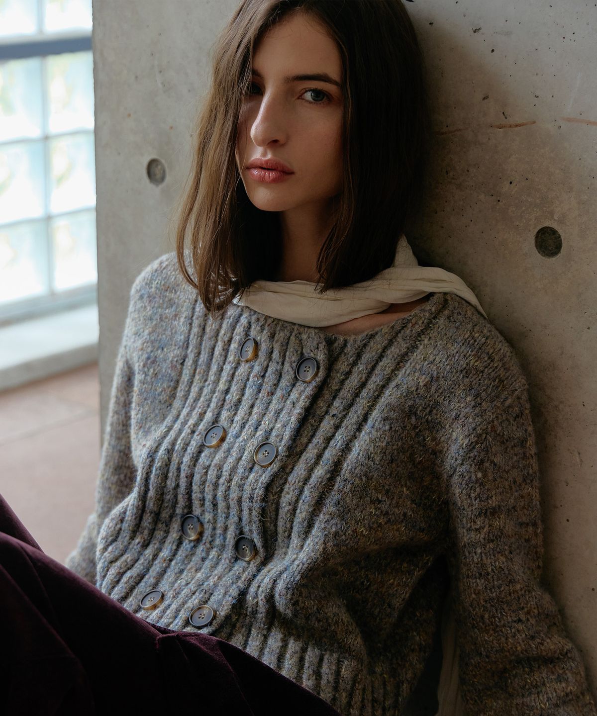 스르비(SELEVER) Marl Double Cardigan_3 Color