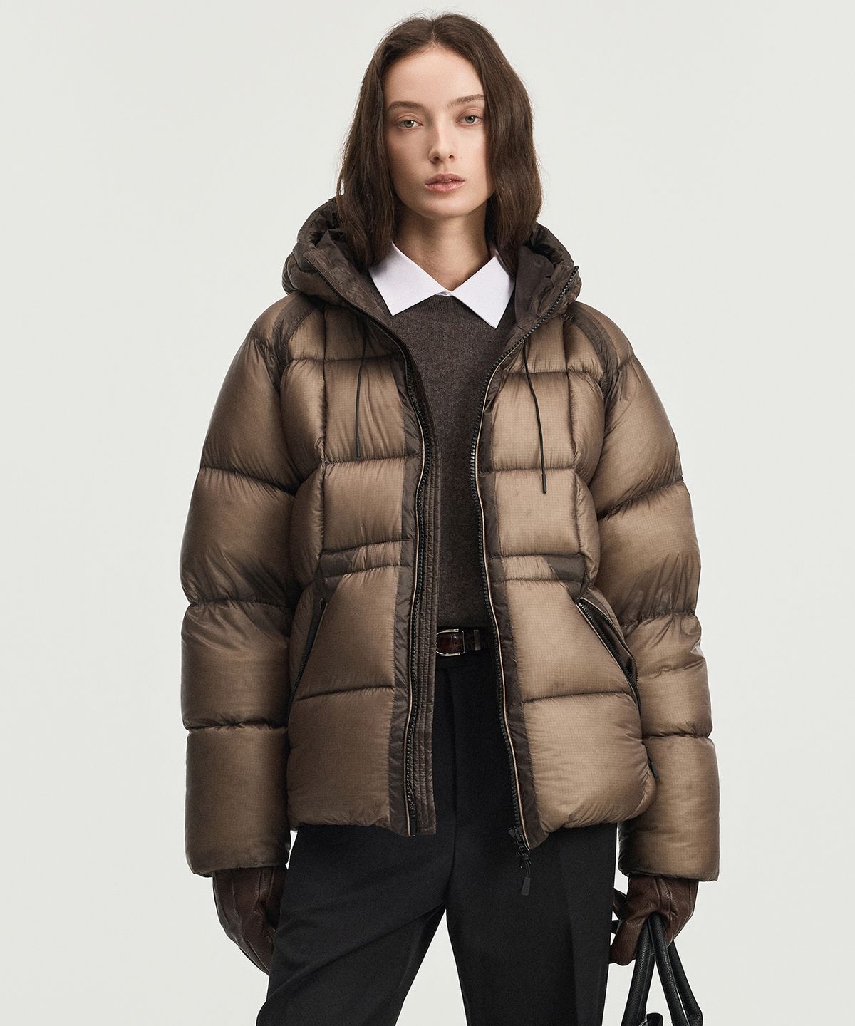 티엔지티 우먼(TNGT WOMAN) W Citymist Midweight European Goose Down Jacket (Khakish Brown) TNJU6F202K2