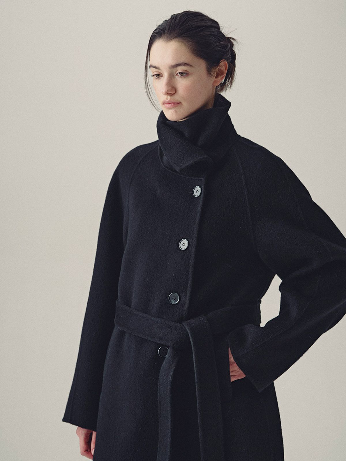 헌치(HUNCH) Wool Belted Half Coat (2color)
