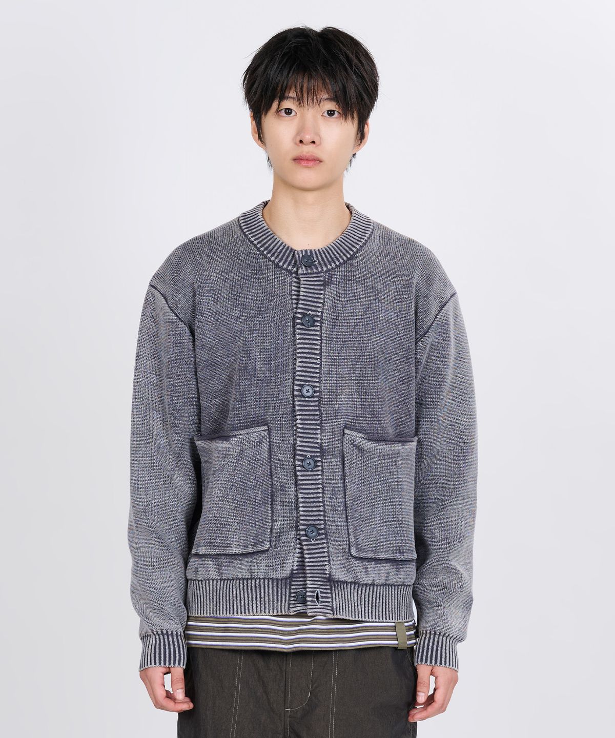 논타입(NONTYPE) VTG WASHED BUTTON CARDIGAN (GRAY)
