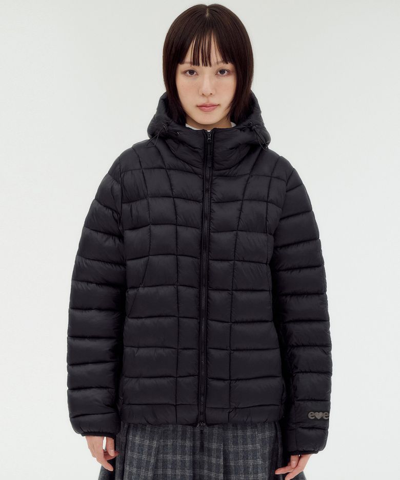 2WAY Hooded Light Jacket 자수 경량 패딩 자켓 AOU201 (블랙)