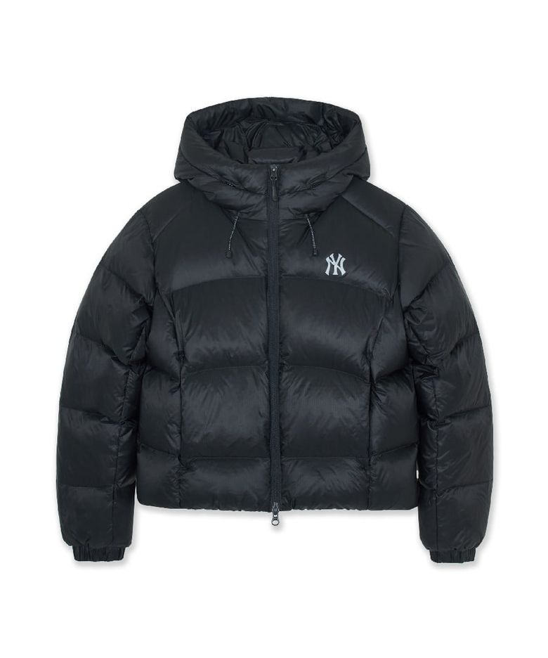 여성 커브 에어 쉘 후드 구스 크롭패딩 NY (Black)