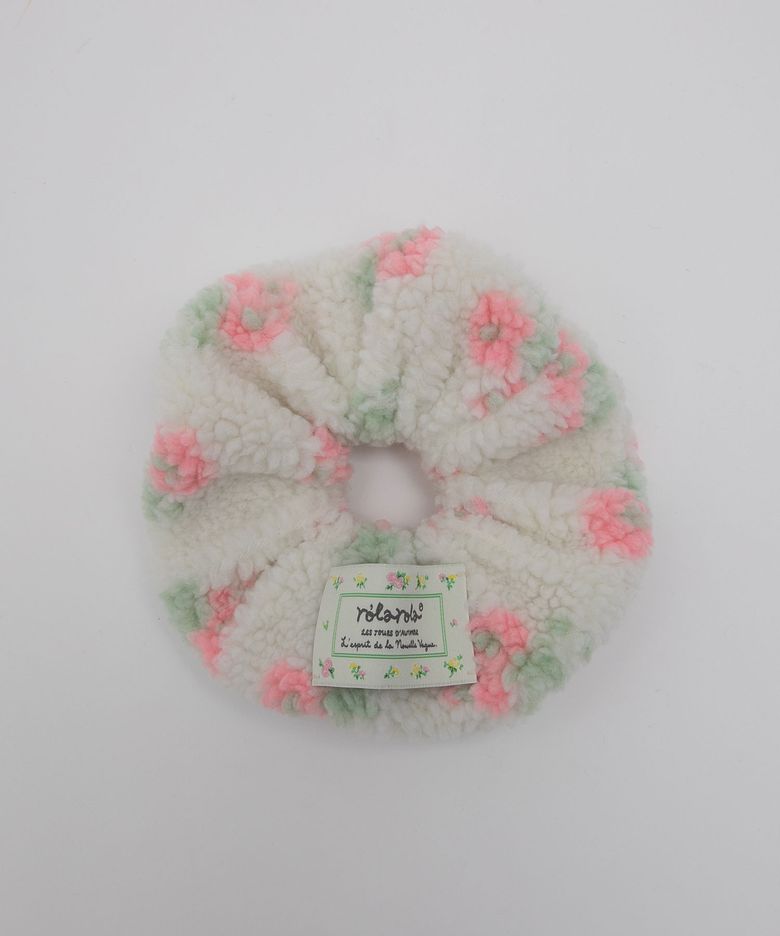 FLOWER FLEECE SCRUNCHY PINK