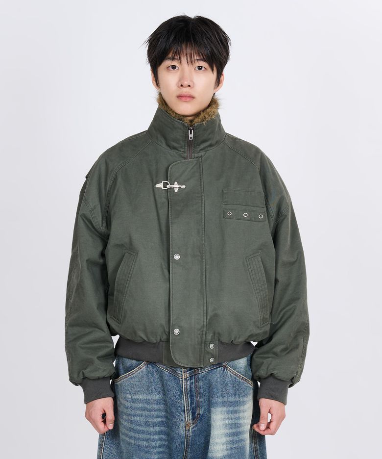 MILITARY FUR-NECK FLIGHT BOMBER (KHAKI)