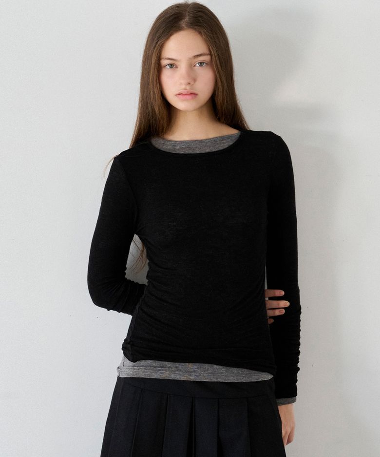 Tencel wool boat neck t-shirt_6 Colors