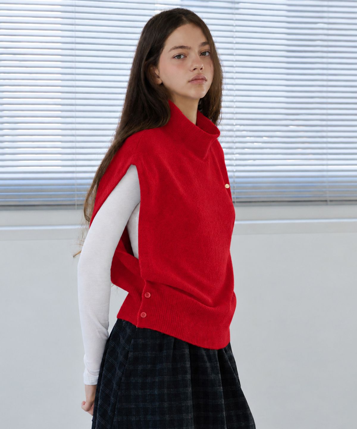 슬로우롤리(SLOWLOLLI) Superfine wool side button vest_5 Colors