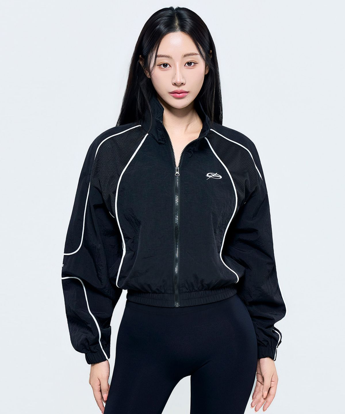 피지컬가먼츠(PHYSICAL GARMENTS) P5090 메쉬 배색 크롭 파이핑 바람막이 [2COLOR]