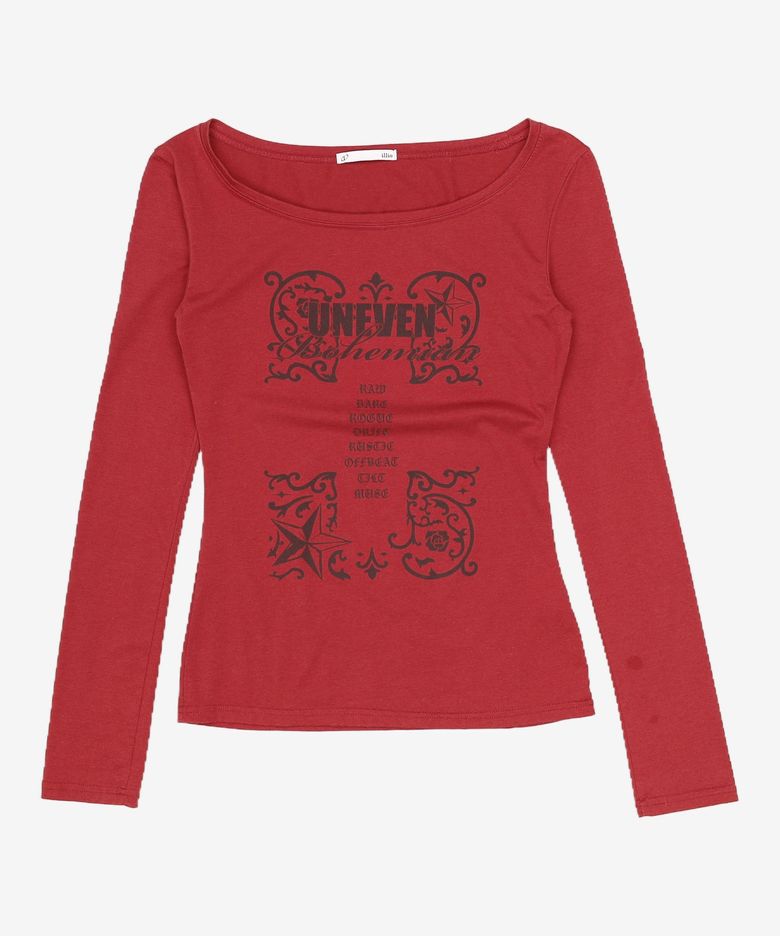 Dark red Bohemian graphic longsleeve XL