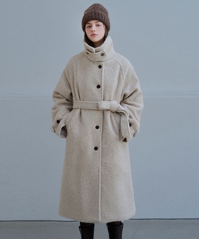 Boucle belted balmacan coat_2 Colors