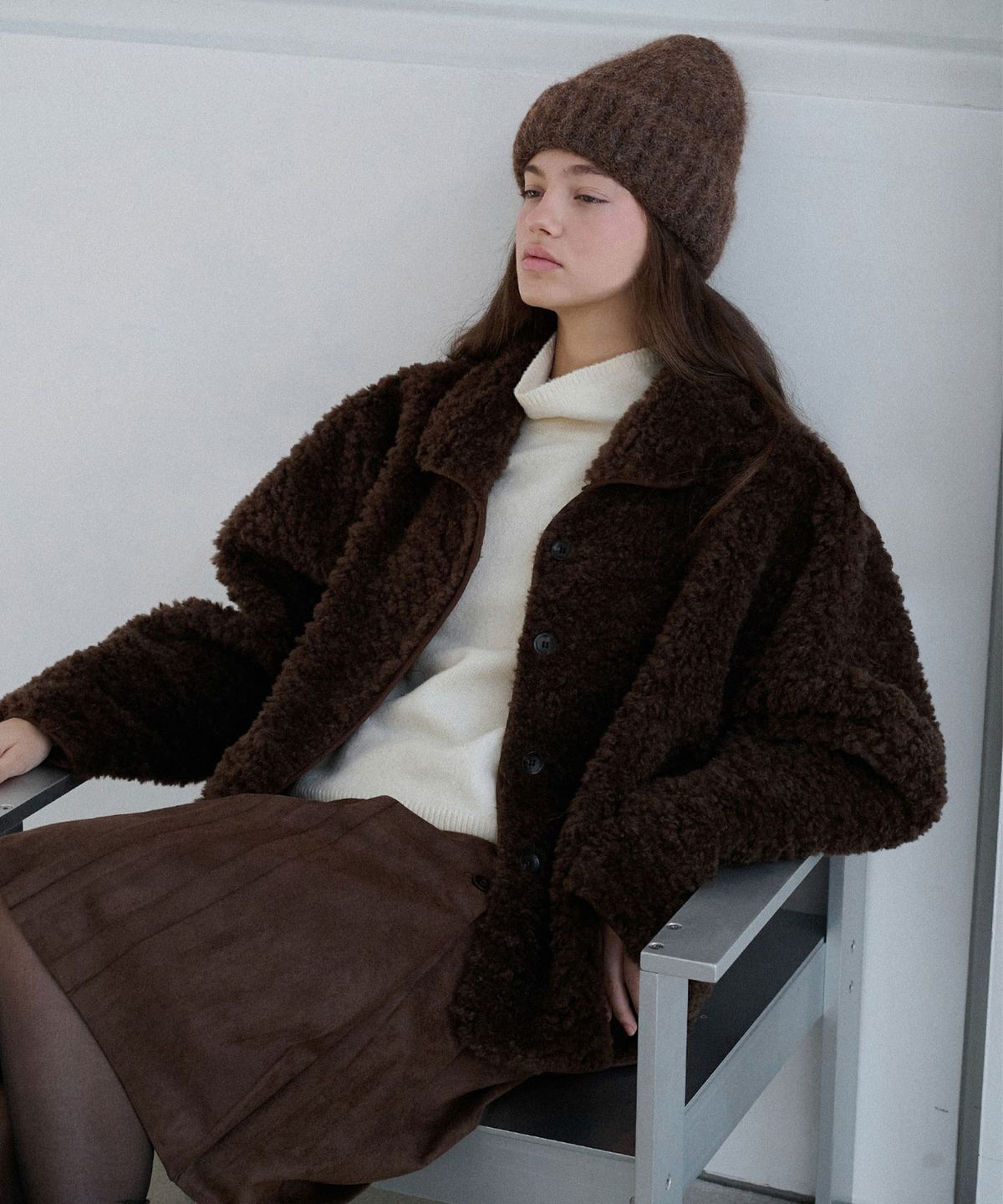 슬로우롤리(SLOWLOLLI) Soft boucle shearling coat_2 Colors
