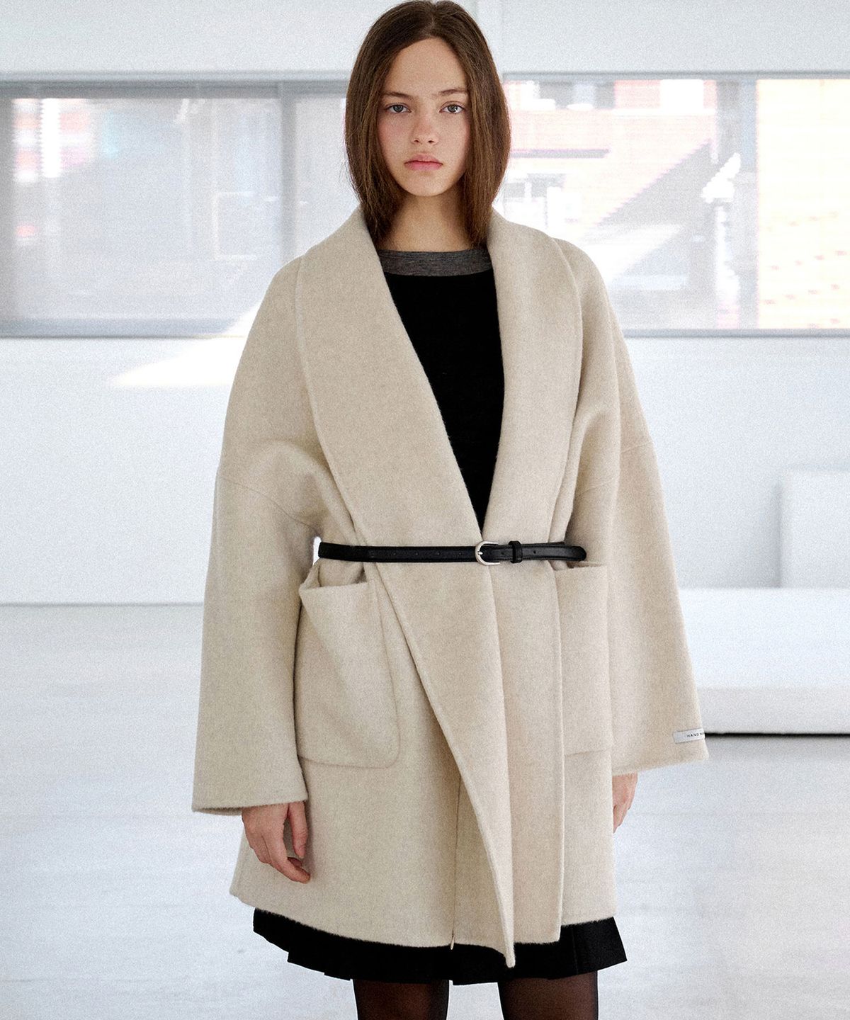 슬로우롤리(SLOWLOLLI) Minimal shawl handmade coat_2 Colors