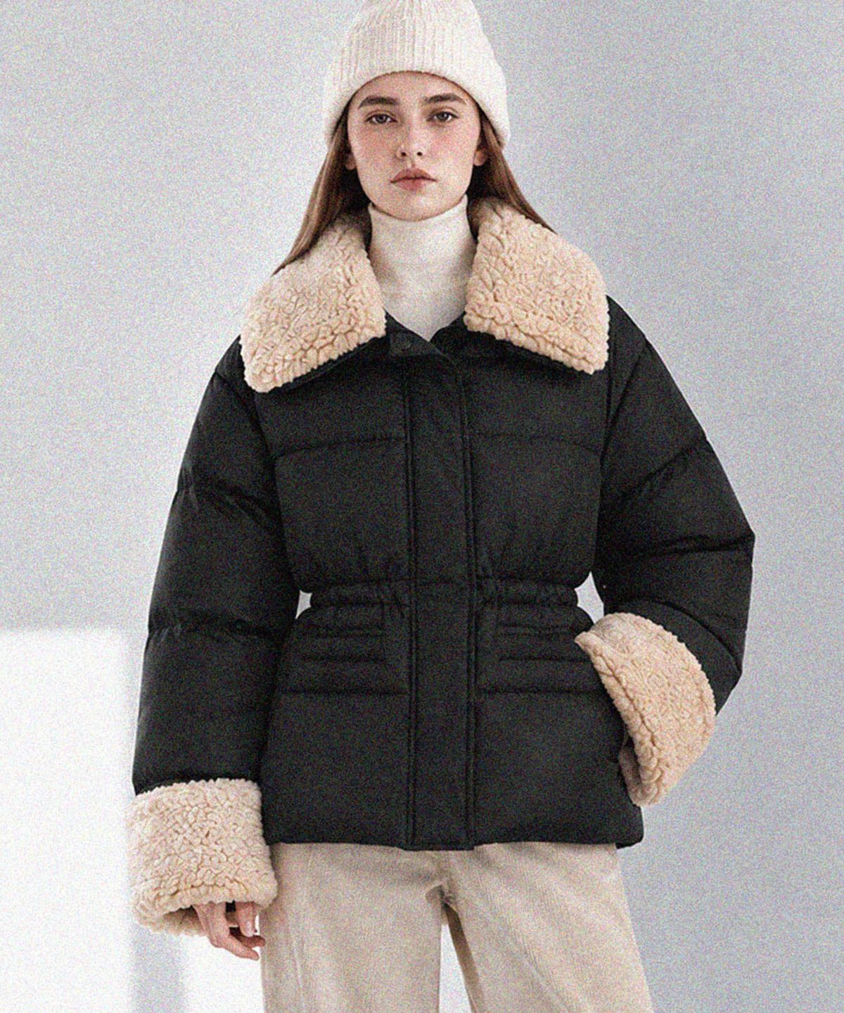 슬로우롤리(SLOWLOLLI) Cozy trim padding jumper_2 Colors