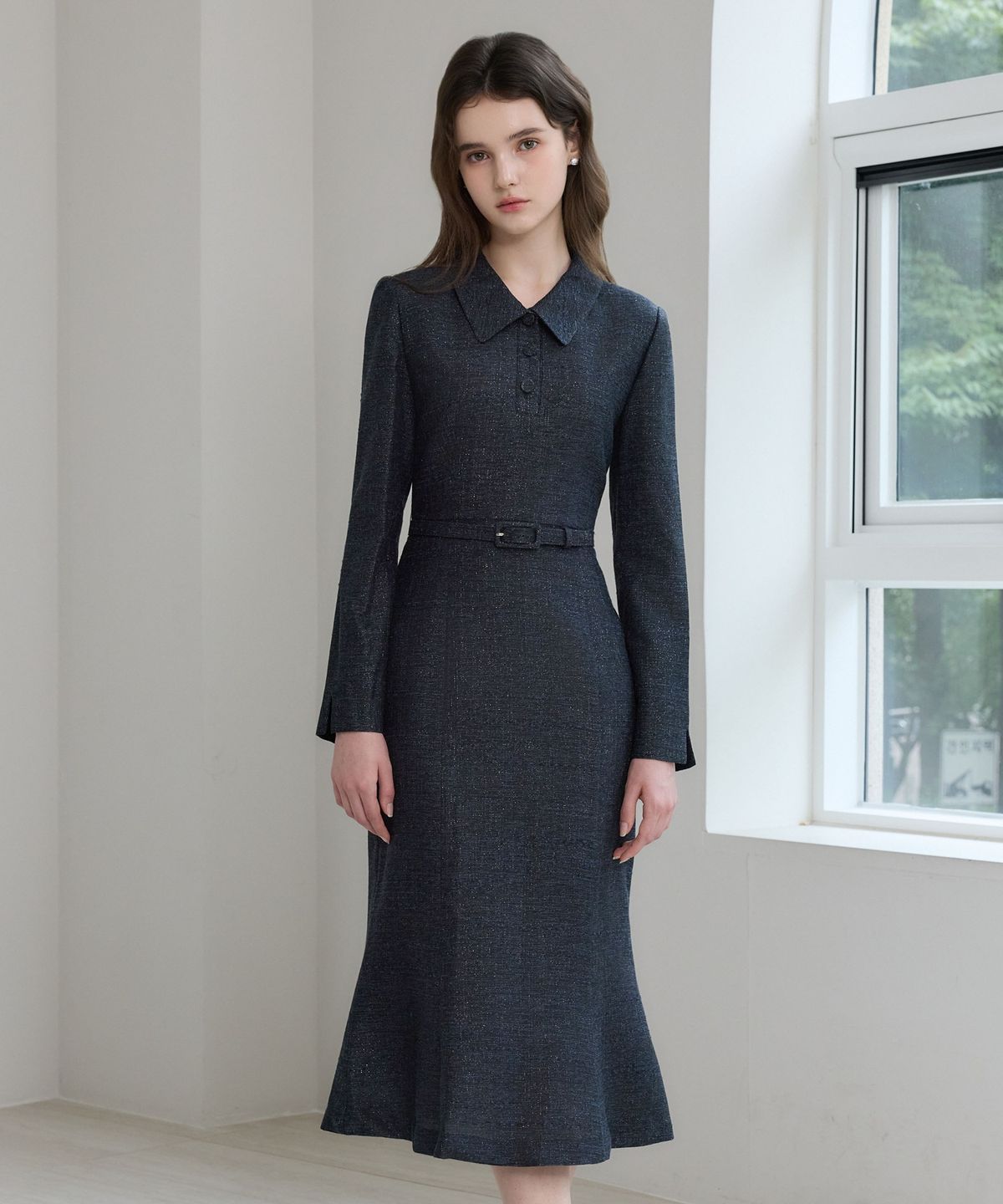 쥴리앤칼라(JULIY&CALLA) 26FW 칼라159 도멘 오션 트위드 원피스 블랙
