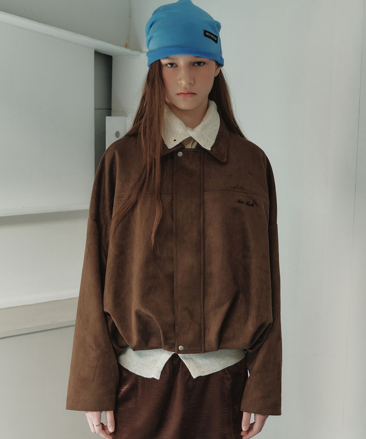 닉앤니콜(NICK&NICOLE) SUEDE ZIP BLOUSON JACKET_BROWN