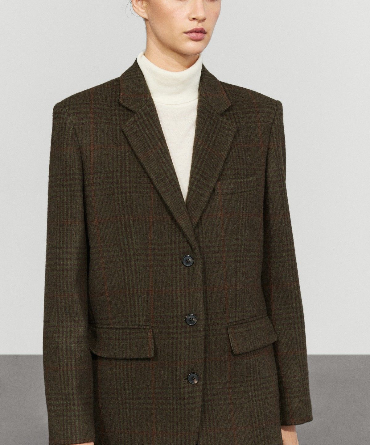 마시모두띠(MASSIMO DUTTI) 체크 울 혼방 블레이저